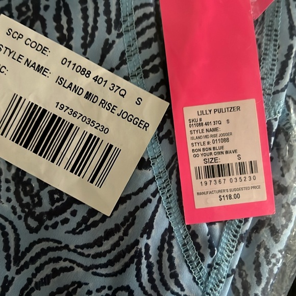 NWT lilly pulitzer - luxletic joggers - bon bon blue- size small - Picture 6 of 6